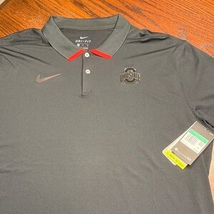 Nike Men's Black and Red Ohio State Polo Shirt